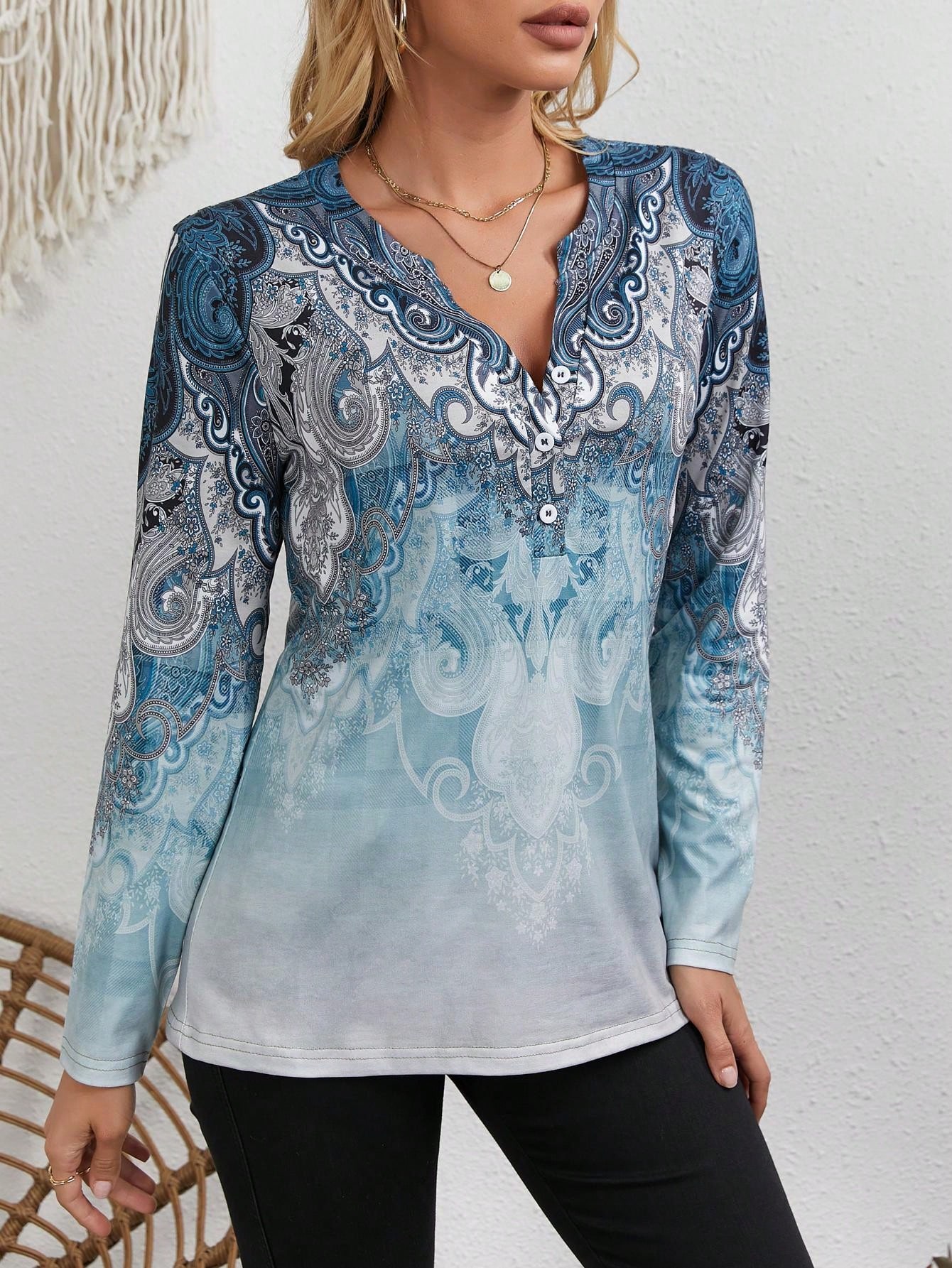 Usa Vintage Fashion - Haut ethnique pour femmes : imprimé
