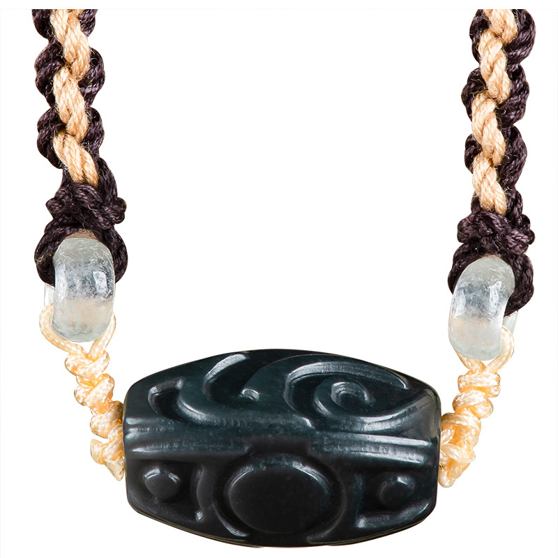 Usa Vintage Fashion - Collier pendentif en jade Hetian sculpté,