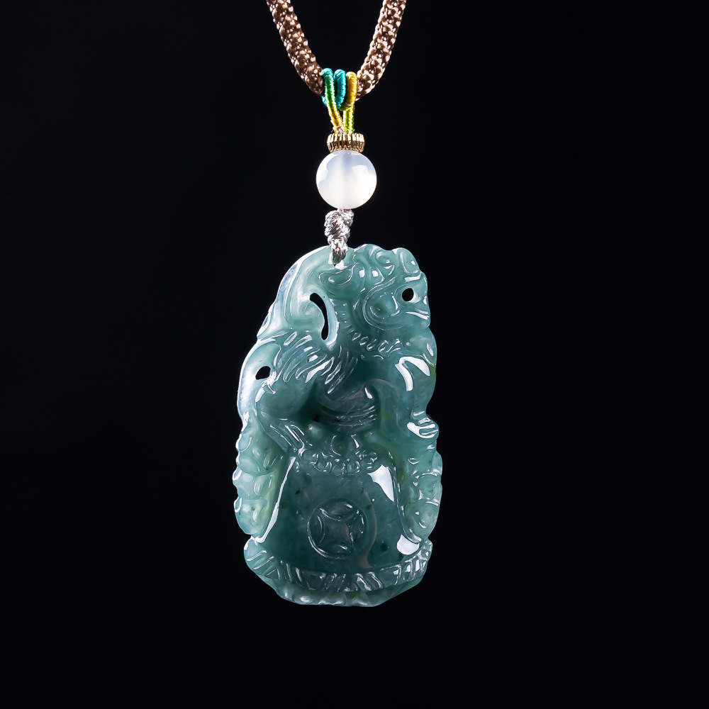 Usa Vintage Fashion - Pendentif Pixiu en jadéite birmane, talisman
