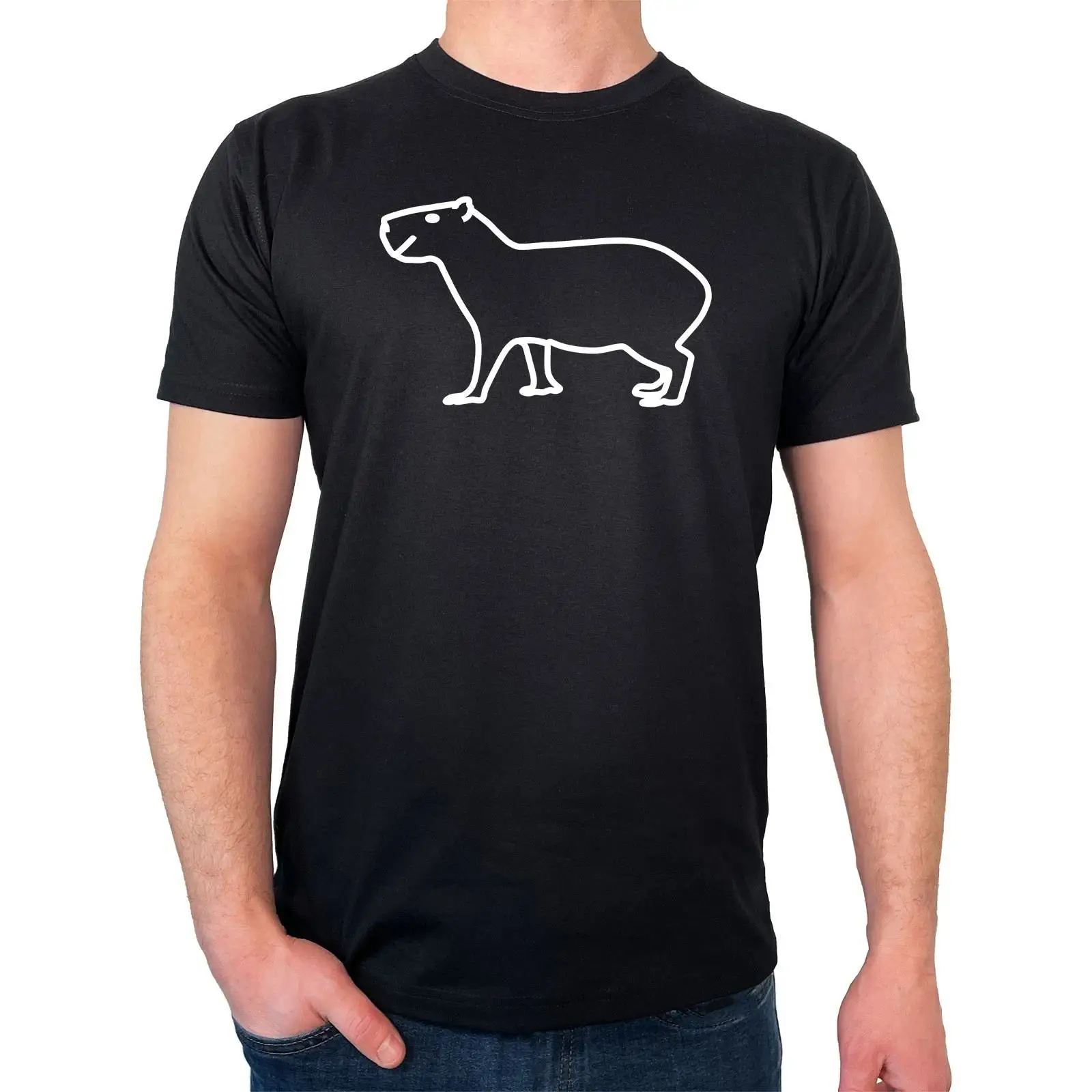Vintage Fashion Herren - T-shirt pour homme, silhouette de capybara,