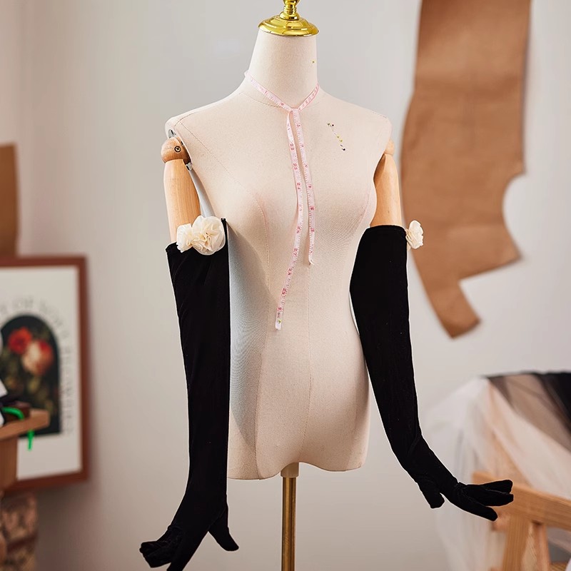 Vintage Fashion Photographers - Gant Long en velours pour femmes,