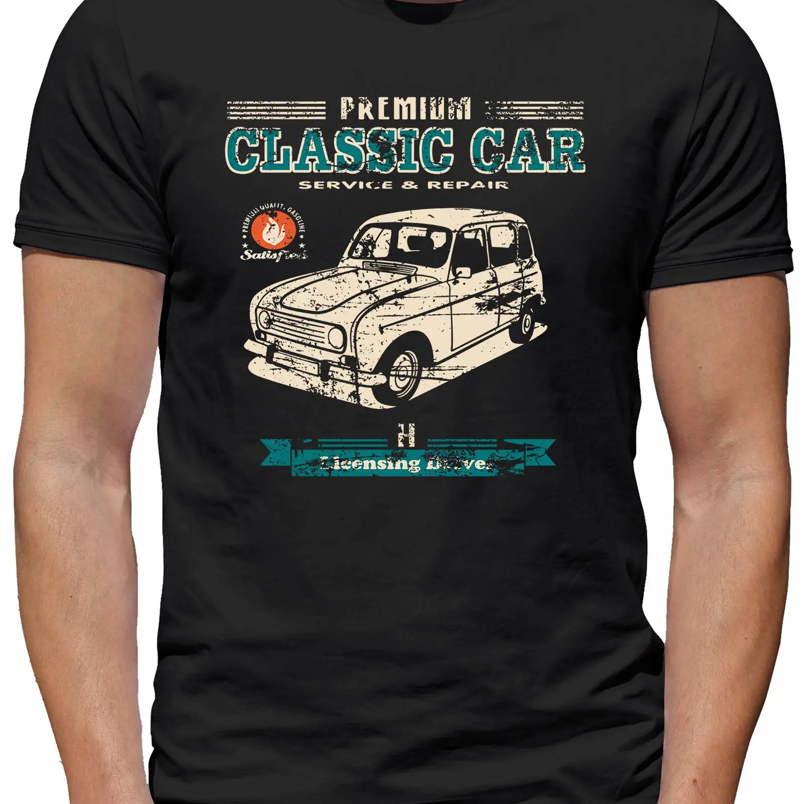 Vintage Fashion Herren - T-shirt R4 pour homme, vintage, délavé,