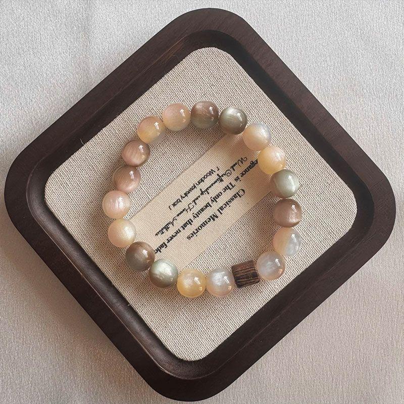 Vintage Fashion Exhibition - Bracelet perlé vintage rose et marron,
