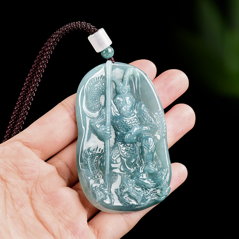 Usa Vintage Fashion - Collier pendentif Roi Singe en jadéite
