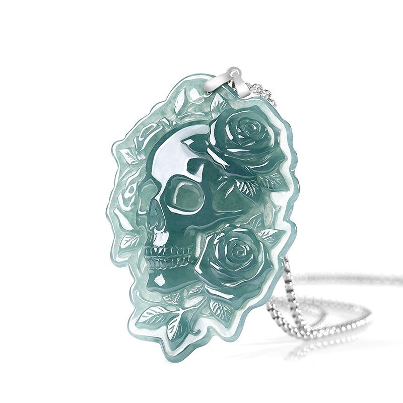 Collier Pendentif Crâne en Jad - Usa Vintage Fashion avis et prix