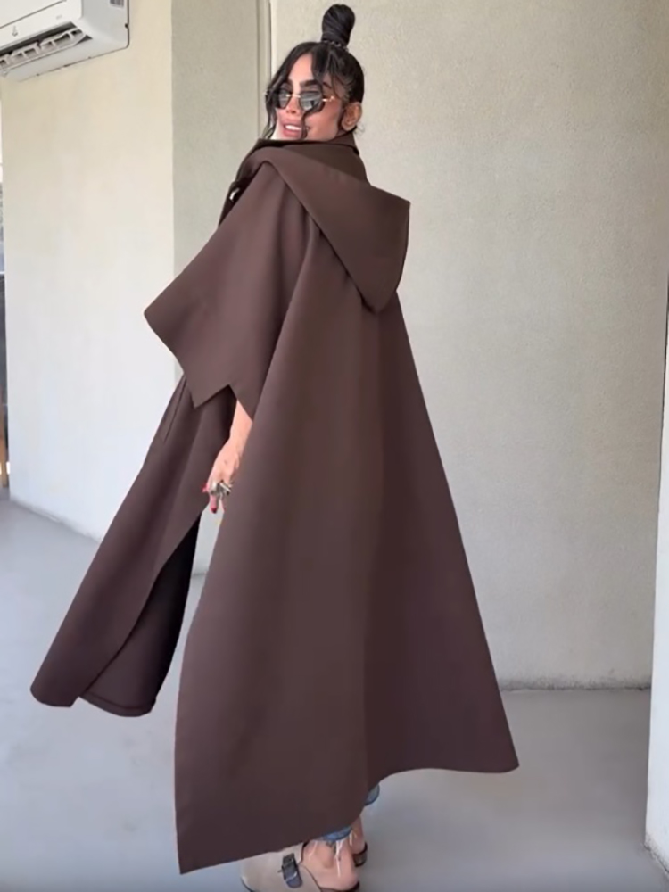 Manteau long de style cape uni - Vintage Fashion Style Female avis et prix